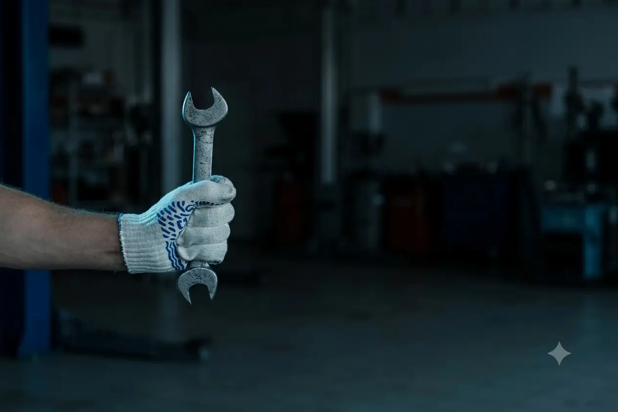 Mechanic holding a wrench